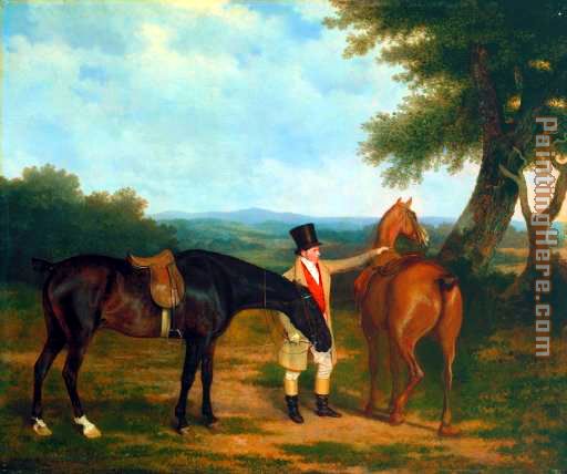 Two Hunters with a Groom painting - Jacques Laurent Agasse Two Hunters with a Groom art painting